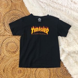 kid’s thrasher flame skateboard graphic tee